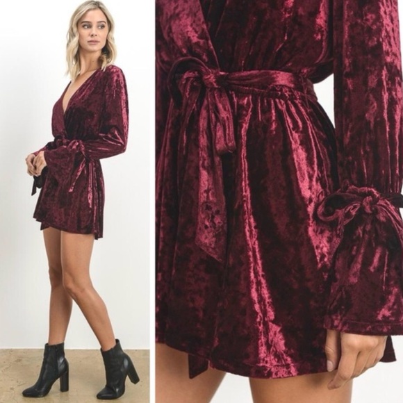 Hommage burgundy velvet romper - Picture 4 of 8